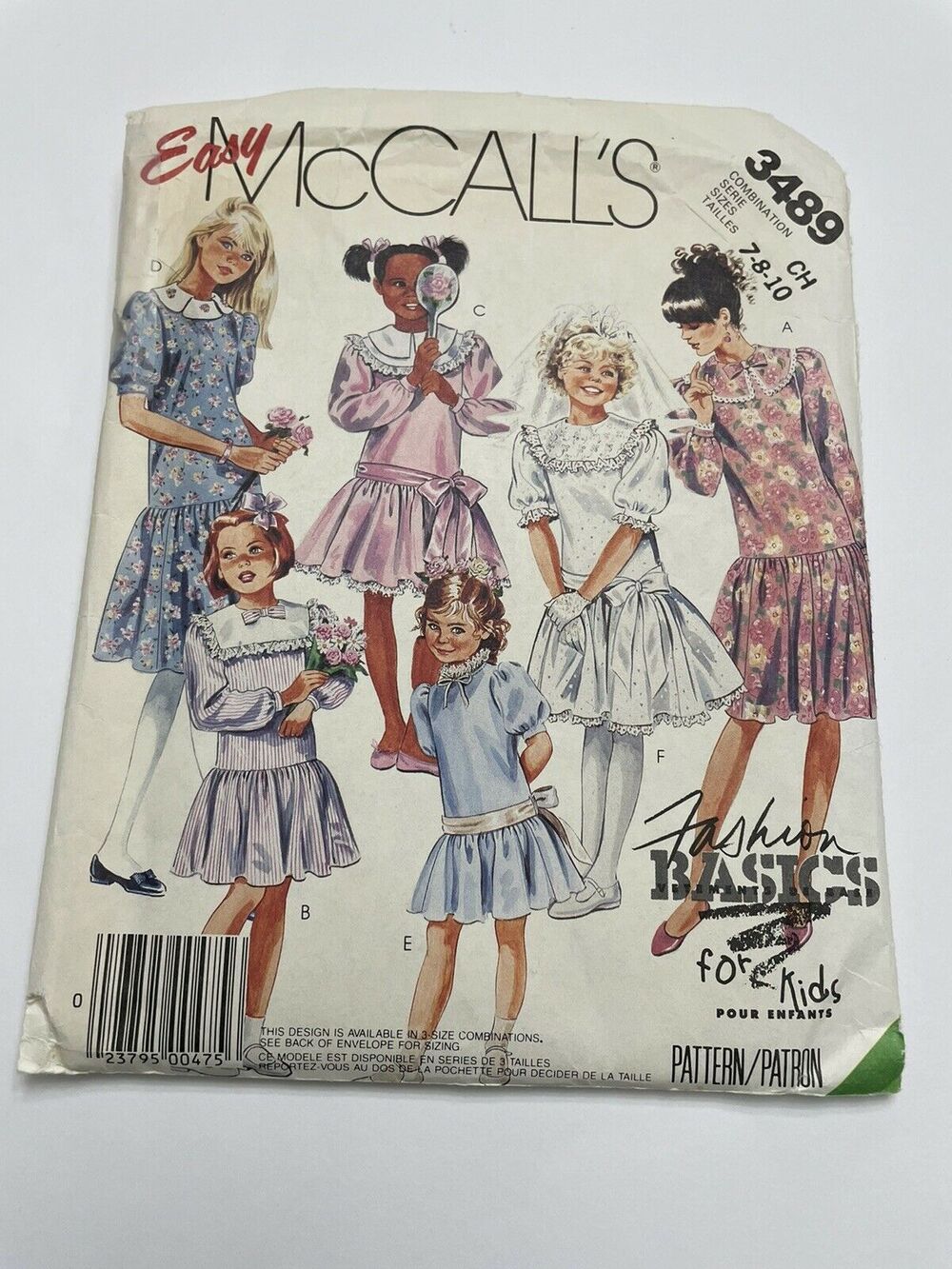 Easy McCall’s fashion basics for kids 3489 size 7-10 girls dresses